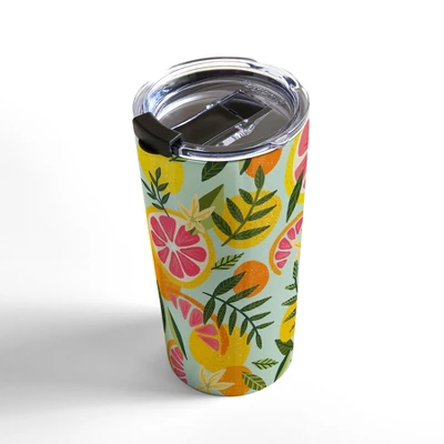 Cat Coquillette Grapefruit Blooms Mint Palette 20 Oz Stainless Steel Travel Mug - Deny Designs 3 Cat Coquillette Grapefruit Blooms Mint Palette 20 Oz Stainless Steel Travel Mug - Deny Designs