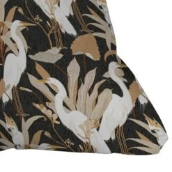 16"x16" Iveta Abolina Cranes Cockatoo Square Throw Pillow White - Deny Designs: Removable Cover, Indoor Decor