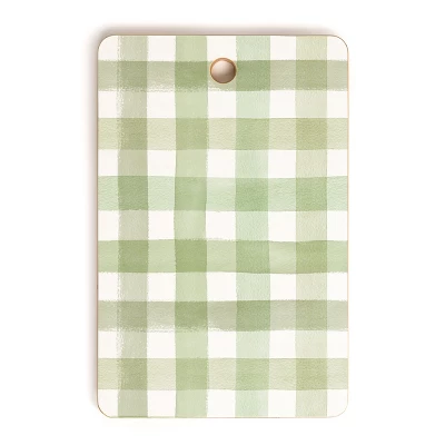Ninola Design Watercolor Gingham Salad Green Rectangle Cutting Board - Deny Designs 5 Ninola Design Watercolor Gingham Salad Green Rectangle Cutting Board - Deny Designs - Image 3
