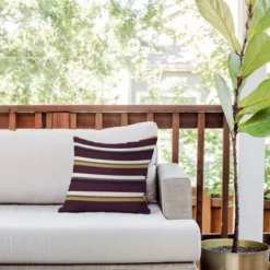 Deny Designs Color Poems Retro Stripe Square Outdoor Throw Pillow Red