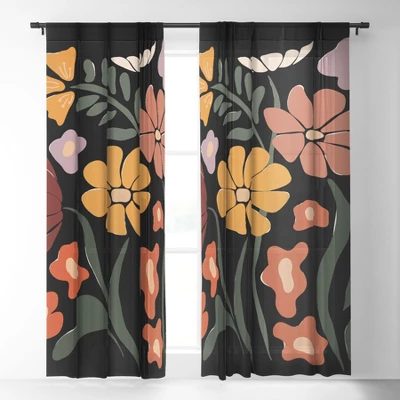Miho TROPICAL Floral Night Single Panel Sheer Window Curtain - Deny Designs 3 Miho TROPICAL Floral Night Single Panel Sheer Window Curtain - Deny Designs