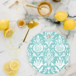 Emanuela Carratoni Teal Ikat Cutting Board - Deny Designs