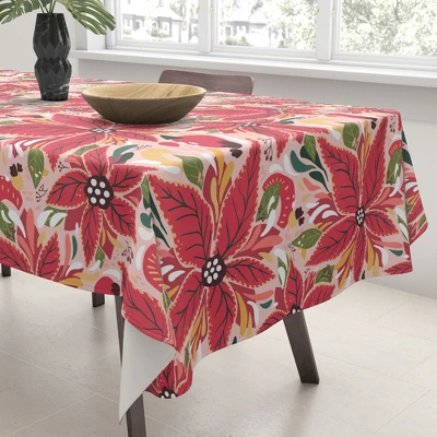 Avenie Abstract Floral Poinsettia Red Tablecloth -Deny Designs 4 Avenie Abstract Floral Poinsettia Red Tablecloth -Deny Designs - Image 2