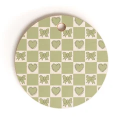 Doodle By Meg Green Bow Checkered Print Cutting Board - Round -Deny Designs Shop GUEST 07ba777b 35f6 4846 8989 94a801784874