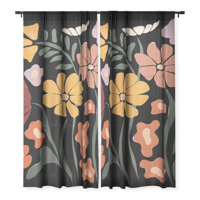 Miho TROPICAL Floral Night Single Panel Sheer Window Curtain - Deny Designs 4 Miho TROPICAL Floral Night Single Panel Sheer Window Curtain - Deny Designs - Image 2