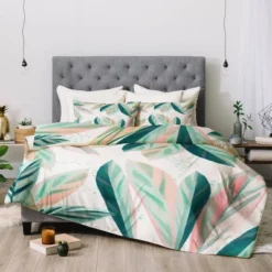 Zoe Wodarz Painterly Palm Comforter Set - Green Deny Designs