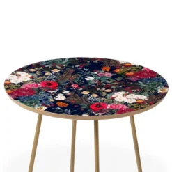Burcu Korkmazyurek Midnight Garden VI Side Round Table - Deny Designs