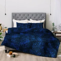 Schatzi Brown Leopard Comforter Set Blue