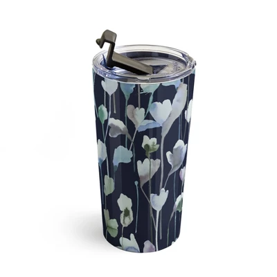 Ninola Design Watery Abstract Flowers Navy Travel Mug 20 Oz Stainless Steel Travel Mug - Deny Designs 4 Ninola Design Watery Abstract Flowers Navy Travel Mug 20 Oz Stainless Steel Travel Mug - Deny Designs - Image 2