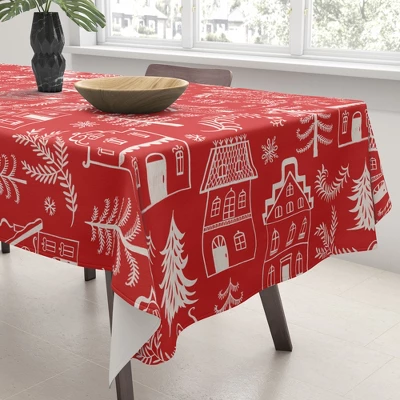 Pimlada Phuapradit Christmas Village Red Tablecloth -Deny Designs 4 Pimlada Phuapradit Christmas Village Red Tablecloth -Deny Designs - Image 2