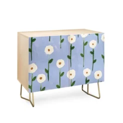 Reves Et Histoires Cute Little Flowers Gold Legged Credenza - Deny Designs