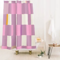 Deny Designs Dannick Summer Check Hand Drawn Purple Shower Curtain