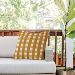 20"x20" Deny Designs Menina Lisboa Checkers Square Outdoor Throw Pillow Yellow -Deny Designs Shop GUEST 17a7673b 130d 44c2 830a 84d5101b5a3c