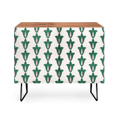 Maritza Lisa Retro Green Floral Pattern Credenza - Deny Designs 7 Maritza Lisa Retro Green Floral Pattern Credenza - Deny Designs - Image 5