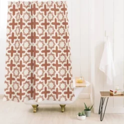 Little Arrow River Stars Terracotta Shower Curtain Pink - Deny Designs