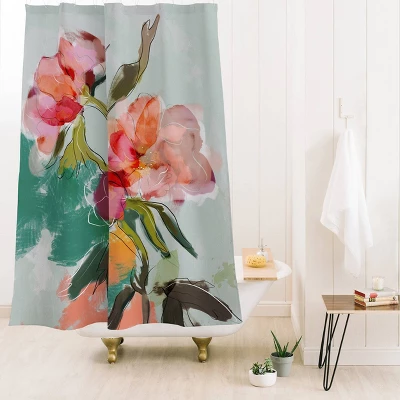 Abstract Floral Shower Curtain Pink - Deny Designs 3 Abstract Floral Shower Curtain Pink - Deny Designs
