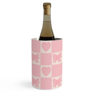 Doodle By Meg Pink Bow Checkered Print Wine Chiller 4 Doodle By Meg Pink Bow Checkered Print Wine Chiller - Image 2