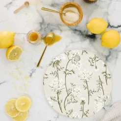 Iveta Abolina Queen Anne Lace Cream Cutting Board - Round