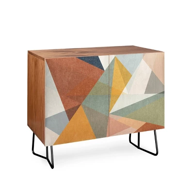 Little Arrow Design Co Modern Triangle Mosaic Credenza Walnut/Black - Deny Designs 3 Little Arrow Design Co Modern Triangle Mosaic Credenza Walnut/Black - Deny Designs