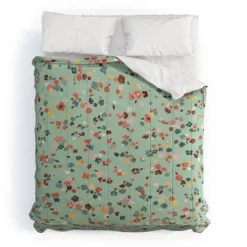 Ditsy Flowers Ninola Design Comforter Set Green/Red - Deny Designs -Deny Designs Shop GUEST 1efe33f3 3bbd 477e 8938 6c5b9a5ce51d