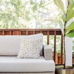 16"x16" Deny Designs Iveta Abolina Pineberry Botanical Outdoor Throw Pillow Beige: Abstract Design, Polyester Fill