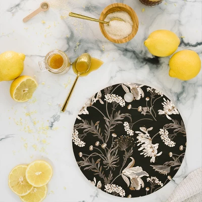 Iveta Abolina Poesie French Garden Charcoal Cutting Board - Round 3 Iveta Abolina Poesie French Garden Charcoal Cutting Board - Round