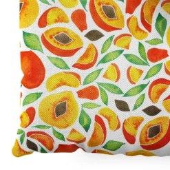 Cat Coquillette Peaches Green Leaves Square Floor Pillow - Deny Desings -Deny Designs Shop GUEST 23d94d1d 2250 4962 9498 daf9903a915a