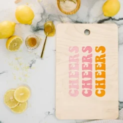Socoart Cheers Cheers Cheers Cutting Board Rectangle - Deny Designs