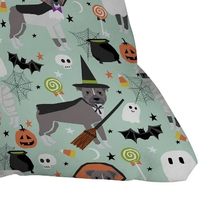 16"x16" Pet Friendly Pitbull Halloween Costumes Square Throw Pillow Green - Deny Designs 4 16"x16" Pet Friendly Pitbull Halloween Costumes Square Throw Pillow Green - Deny Designs - Image 2