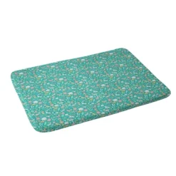 Deny Designs Kids' Lathe And Quill Dinosaurs Unicorns On Teal Memory Foam Machine Washable Bath Mat