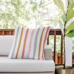 26"x26" Deny Designs Menina Lisboa Summer Colorful Stripes Square Outdoor Throw Pillow Pink -Deny Designs Shop GUEST 2a457d44 a44e 41f7 a216 e2a9981b1692