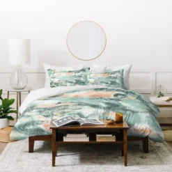 Green Jacqueline Maldonado Marble Mist Duvet Cover - Deny Designs