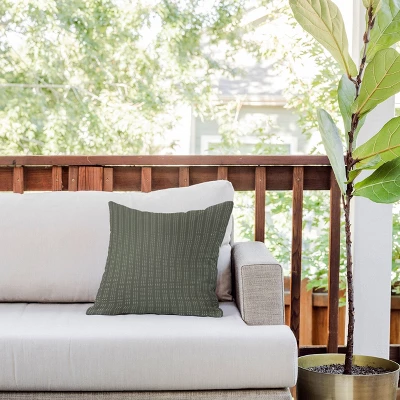 16"x16" Deny Designs Little Arrow Design Co Vert Triple Dash Olive Square Outdoor Throw Pillow Green 4 16"x16" Deny Designs Little Arrow Design Co Vert Triple Dash Olive Square Outdoor Throw Pillow Green - Image 2