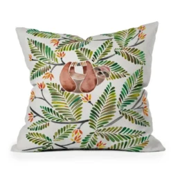 Cat Coquillette Happy Sloth Tropical Rainforest Outdoor Throw Pillow Green - Deny Designs -Deny Designs Shop GUEST 2f799483 9482 4e0e bdde 81c748fc5ec8