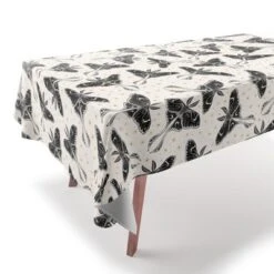 Avenie Luna Moth Cream And Black Tablecloth -Deny Designs