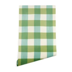 Avenie Fruit Salad Gingham Green Wallpaper