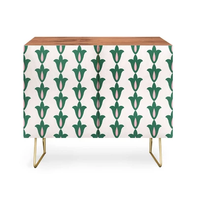 Maritza Lisa Retro Green Floral Pattern Credenza - Deny Designs 8 Maritza Lisa Retro Green Floral Pattern Credenza - Deny Designs - Image 6