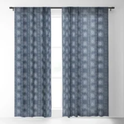 Schatzi Brown Boho Blue Multi Mandala Single Panel Sheer Window Curtain - Deny Designs