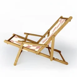 Little Dean Checkers Coral Summer Beach Sling Chair - Pink - Deny Designs