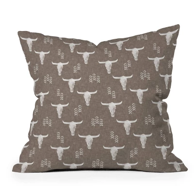 16"x16" Deny Designs Little Arrow Design Co Cow Skull Outdoor Throw Pillow Taupe: UV & Mildew Resistant, Abstract Pattern 6 16"x16" Deny Designs Little Arrow Design Co Cow Skull Outdoor Throw Pillow Taupe: UV & Mildew Resistant, Abstract Pattern - Image 4