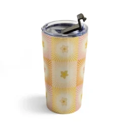 Iveta Abolina Cheerful Sun Check Travel Mug 20 Oz Stainless Steel Travel Mug - Deny Designs