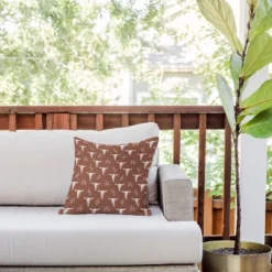 16"x16" Deny Designs Little Arrow Design Co. Cow Skulls Square Outdoor Throw Pillow Rust: UV & Mildew Resistant