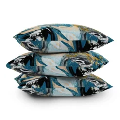 16"x16" Deny Designs Alyssa Hamilton Art Tide Outdoor Throw Pillow Blue/Yellow: Abstract Design, Polyester Fill, Square Shape -Deny Designs Shop GUEST 393813ee 2ed5 426c ae23 cf7a9ca2bf0f