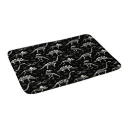 Deny Designs Kids' Lathe And Quill Dinosaur Fossils On Black Memory Foam Machine Washable Bath Mat