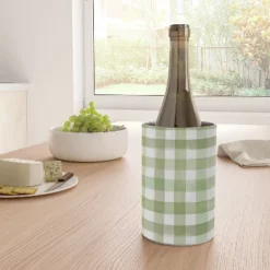 Ninola Design Watercolor Gingham Salad Green Wine Chiller - Deny Designs