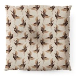 Iveta Abolina Terracotta Cranes Cream Square Floor Pillow - Deny Desings