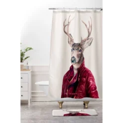 36"x24" Animal Crew Red Deer Memory Foam Bath Mat Red - Deny Designs