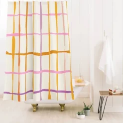 Deny Designs Dannick Summer Lines Orange Shower Curtain