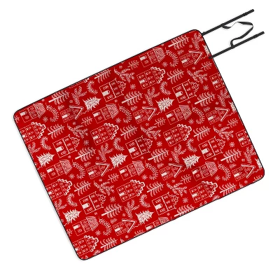 Pimlada Phuapradit Christmas Village Red Picnic Blanket -Deny Designs 5 Pimlada Phuapradit Christmas Village Red Picnic Blanket -Deny Designs - Image 3