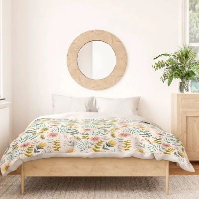 Ditsy Floral Field Pimlada Phuapradit Duvet Cover Set Pink/Yellow/Green - Deny Designs 4 Ditsy Floral Field Pimlada Phuapradit Duvet Cover Set Pink/Yellow/Green - Deny Designs - Image 2